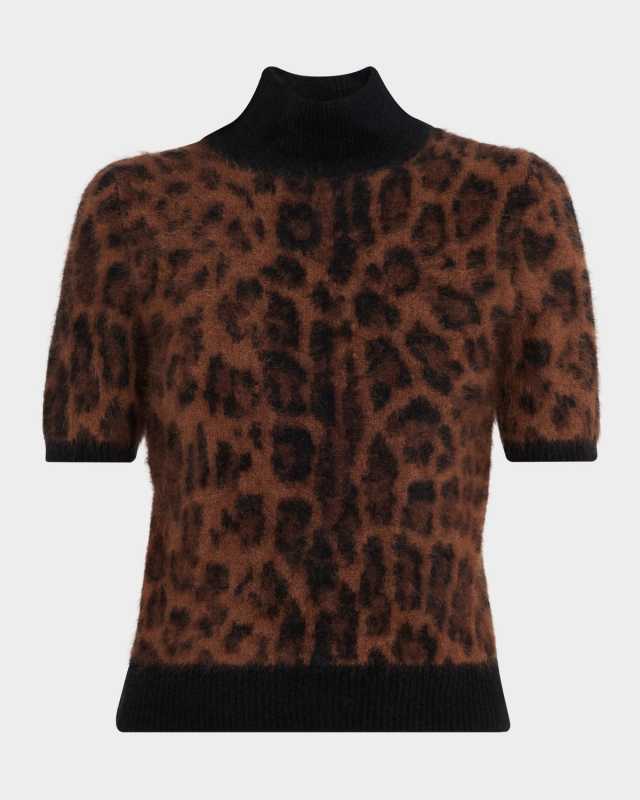 Ari Leopard Print Brushed Cashmere Sweater